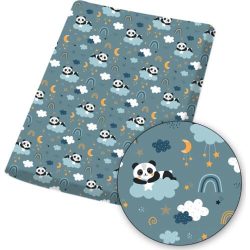 Polyester Cotton Fabric for Dress Cute Panda Printed Cloth Sheet Designer Fabric for Sewing Handmade Mask DIY Craft 45*145cm 1pc