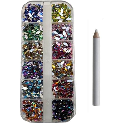 1200pcs/Box Nail Art Resin Rhinestones Mix Color Acrylic Jelly AB Flatback Non Hotfix Rhinestone For Nail Art Decorations Design