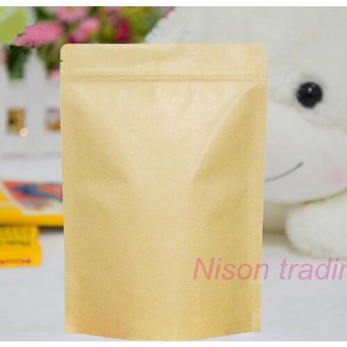20*30cm,100 X Stand up kraft paper aluminium foil ziplock bag, Reusable paper foil pouch zipper self-sealed Food package sachet