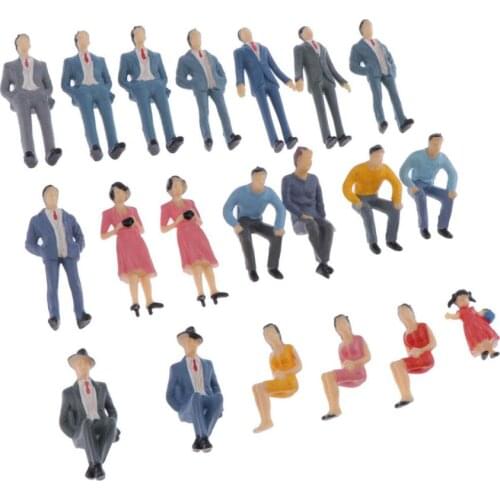 20pcs 1:30 G Scale Assorted Miniature People Model Figurines for Model Train Diorama Scenery Supplies