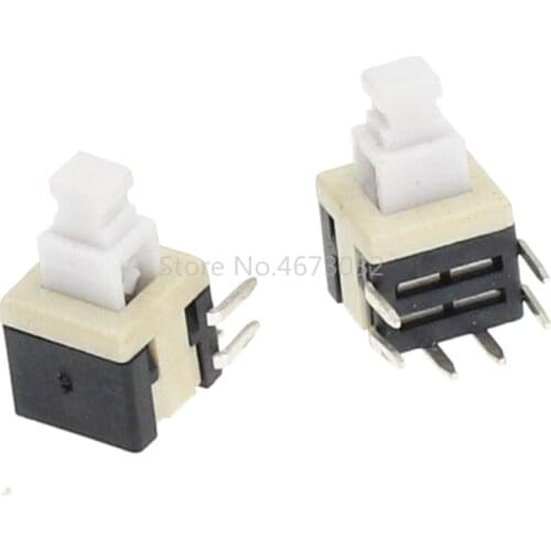 20pcs 5.8x5.8mm x Height 10.1 mm Push Button Switch On/Off Through Hole PCB DPDT Lock Right Angle Key switch Self Lock Push