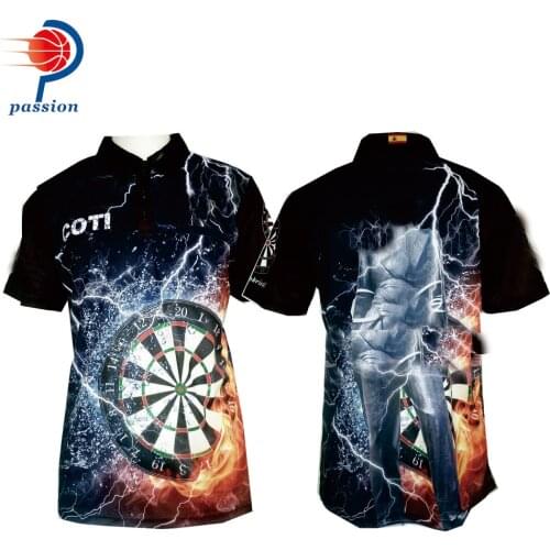 25 USD Each 3 Button Up High End Black Lightening Darts Shirts With Front Names
