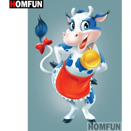HOMFUN Full Square/Round Drill 5D DIY Diamond Painting "Cartoon cow" Embroidery Cross Stitch 5D Home Decor Gift A15283