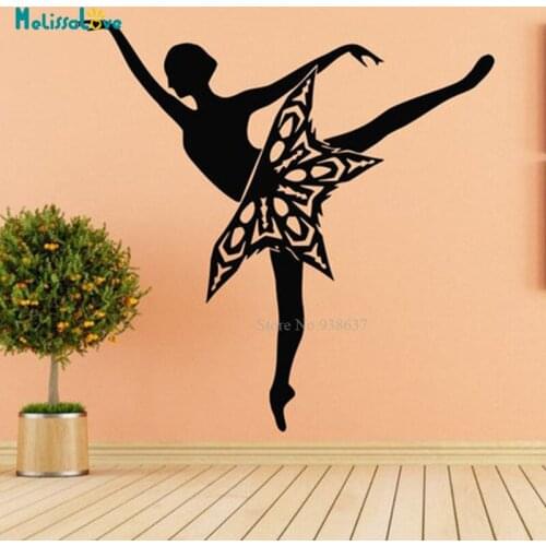 Ballerina Ballet Dancer Wall Decal Home Decor Kids Room Silhouette Self-adhesive Graphic Murals for Girls Nursery BB313