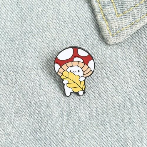 Cartoon Cute Little Mushroom Enamel Pin Plant Mushroom Doll Brooch Backpack Clothes Lapel Pin Animal Jewelry Gift for Friends