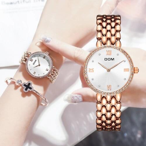 DOM Watches Women Fashion Watch 2019 Top Brand Female Fashion Wrist Watches Waterproof Women Steel Bracelet Watches G-1235G-7M