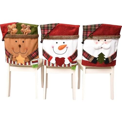 2021 New Christmas Decoration Chair Cover Soft Flannel Fabric Santa Snowman Elk Stool Mat for Home Dining Room Living Room