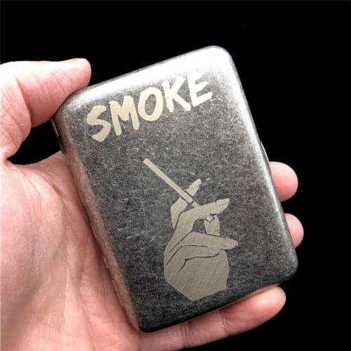 Old Sivler Color 16 Regular Size Cigarettes Case Smoking Joker Vintage Style Metal Cigarette Boxes Smoking Holder With Gift Box
