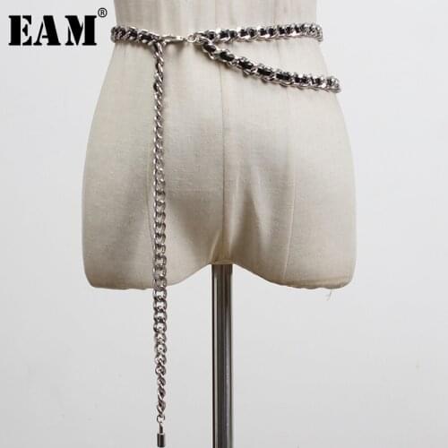 [EAM] Casual Waist Chains Pu Leather Braided Stylish Belt Personality Women New Fashion Tide All-match Spring 2021 1U267