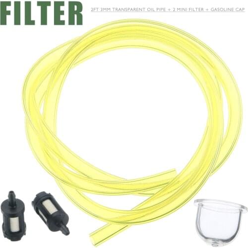 2FT 3mm Fuel Gas Line Filter Snap Pipe Hose Petrol Line for Chainsaw Blower Weeder Cropper with 2 Mini Filter 1Petrol Cap