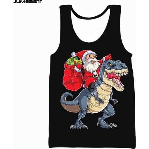 Jumeast Brand Men Women 3D Printed Vest Merry Christmas Santa Claus Short Sleeve Hip Hop Sport Pullover Summer Tank Tops Tees