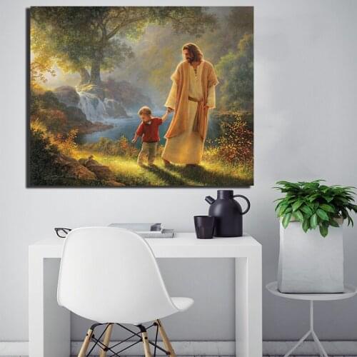 Jesus Hold My Hand Canvas Painting Baby Nursery Wall Art Poster Print Nordic Kids Decoration Picture Boy Children Bedroom Decor