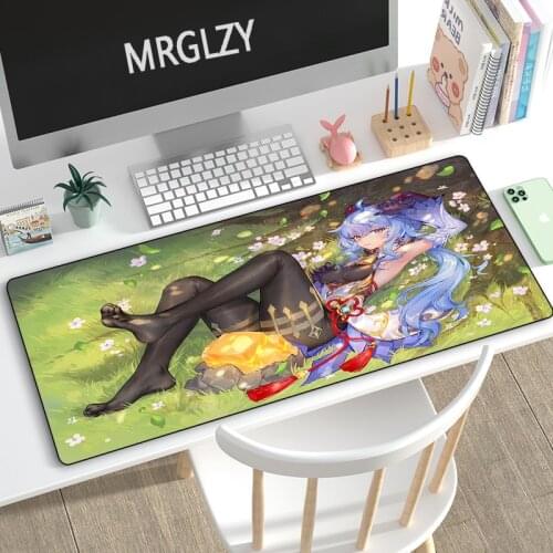 MRGLZY Genshin Impact Ganyu Mouse Pad Gamer Large Anime Sexy Cute Girl DeskMat Computer Gaming Peripheral Accessories MousePad