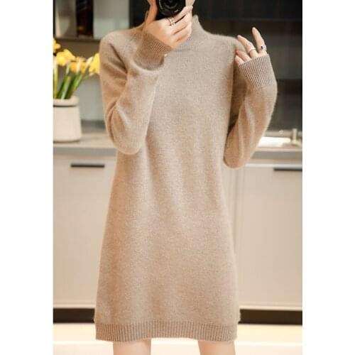 Hot Sale Women Long Sweaters 100% Pure Wool Knitted Pullovers Winter 2021 Oneck Fashion Knitwears Lady Woolen Clothes