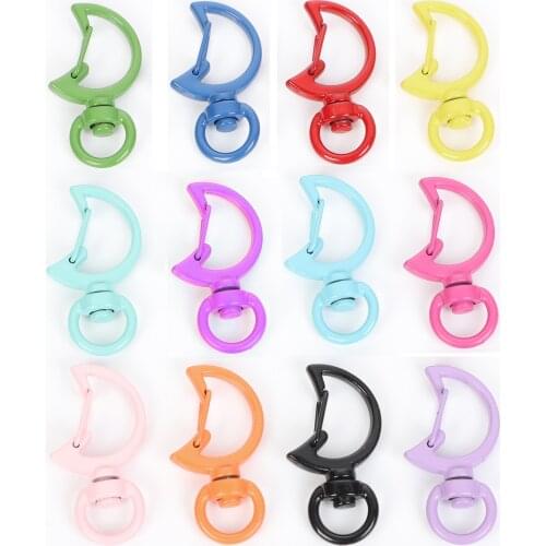 Moon shapeColorful Metal Lobster Clasp Hooks Key Ring Connectors for DIY Keychain Jewelry Making Accessories 10Pcs/Lot