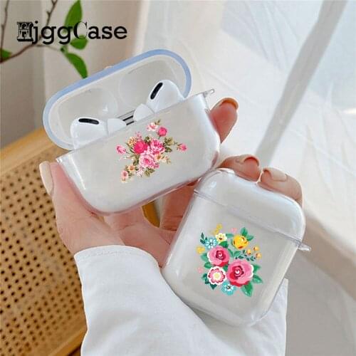Fashion Flowers Case For Airpods 1 Clear Soft Silicone Flower Cover For Airpod 2 Wireless Bluetooth Earphone Cases