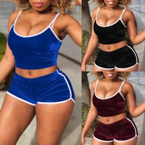 Fashion Women Sleeveless O Neck Slim Fit Crop Tops+High Waist Skinny Shorts Yoga Fitness Sport Casual Sexy 2PCS/Set Tracksuits