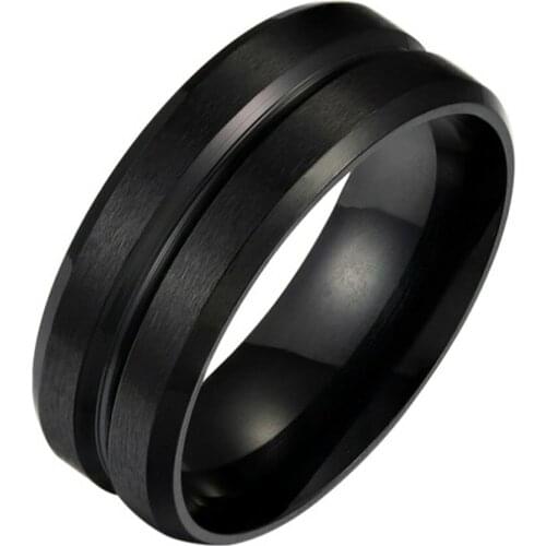 Mens Matte Black Plated Steel Ring Chavin İpc Quality, Fashion Accessory, Trend, Hand Finger Elegant Image
