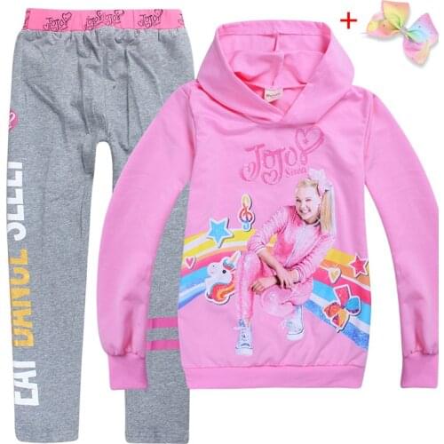 2019 New spring autumn girls JOJO Siwa clothes sets Hoodie Sweatshirt + Pants clothing Suit children Sport cotton kids wear