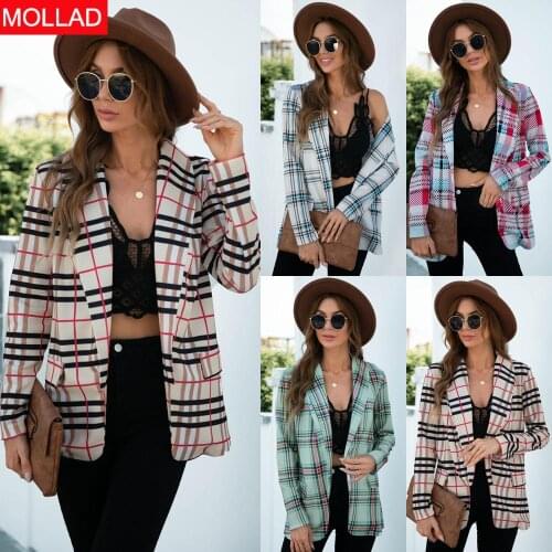 2021 Autumn and Winter Hot Sale Plaid Blazer Women Spring Suit Coat