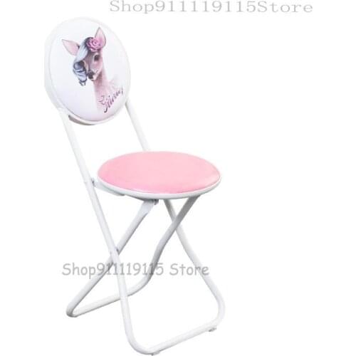 Simple Back Chair Folding Chair Portable Stool Adult Thickened Folding Stool Dining Chair Computer Chair Household Round Stool