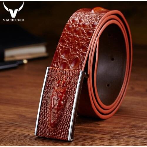 Ceinture Belts for Men Fashion Mens Belts Luxury Top Quality Crocodile Buckle 100% Genuine Leather Belt Brand Cinturones Mujer