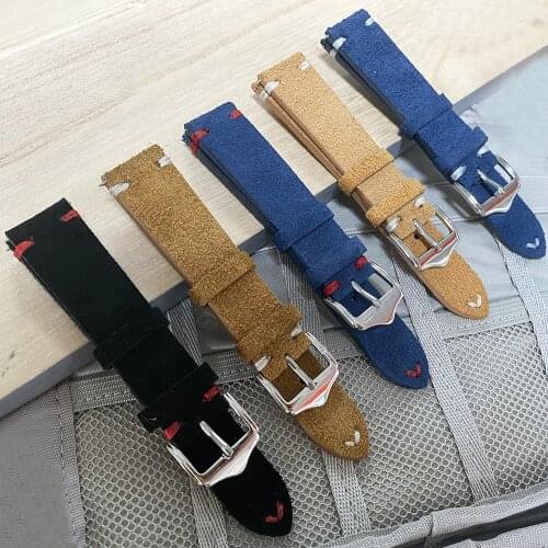 High Quality Suede Leather Watch Band Quick Release Spring Bar Strap Bracelet For Samsung/Huawei Watch Accessories 20mm 22mm