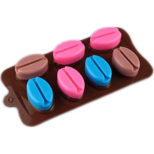 7 Cavities Coffee Beans Chocolate Silicone Mold DIY Candy Cake Mould Biscuits Cookies Baking Tools Soap Molds Cake Decorating