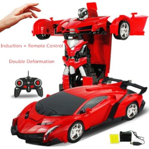 1:18 Gesture Induction Deformation one-Button Remote Control Deformation Sports Car Transformation Robot Model Rechargeable