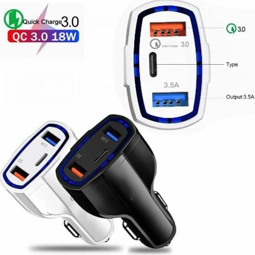 100pcs Universal 3.5A QC3.0 Turbo Fast Car Charging qc 3.0 Quick car Charger TYPE C Dual USB Port Fast Car charger