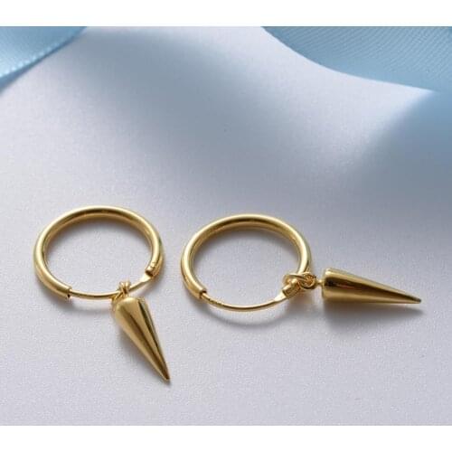 925 Sterling Silver Jewelry Female Gold Geometric Drop Dangle Earrings for Women 2019 Statement Jewel Accessories Party Gifts