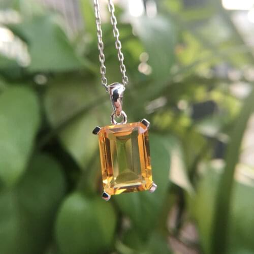 CSJ Citrine quartz gemstone noble good oct10*14mm Pendant or necklace Sterling 925 Silver Fine Jewelry For Women Lady Gift