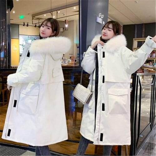 2020 Korean Loose Long Parkas Oversized Waist Cotton Clothing Winter Coat Hooded Warm Fur Collar Women Winter Jackets XA289