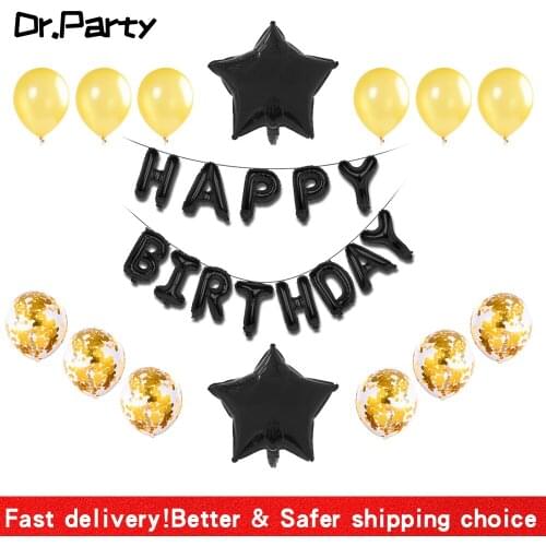 16inch HAPPY BIRTHDAY Letters Foil Balloon Set Adult Black Gold Hen Party Decor Alphabet Air Balloons Baby Shower Supplies JL052