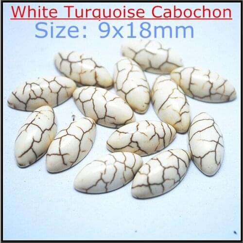 20pcs white turquoisee stone cabochon gem stone cabochon sharp shape fashion jewelry making beads size 9x18mm