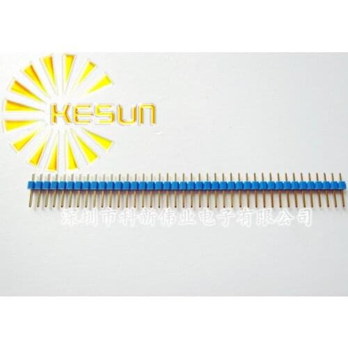 200pcs/lot 2.54mm Blue Single Row Male 1X40 Pin Header Strip Gold-plated