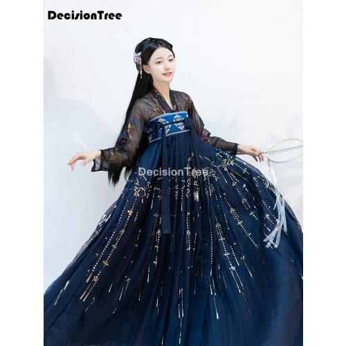 2021 women chinese hanfu costume tang lady fairy chiffon performance ancient princess hanfu royal dress cosplay stage wear