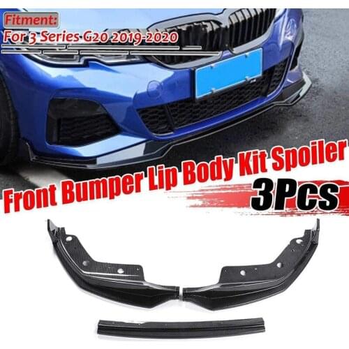 3PCS Car Front Bumper Lip Spoiler Splitter Diffuser Detachable Body Kit For-BMW 3 Series G20 2019-2020