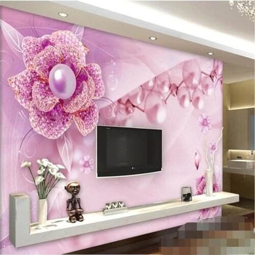 Beibehang Custom Photo 3D Mural, Purple Flower Jewelery TV Wall Background papel de parede Wall paper wallpaper for walls 3 d
