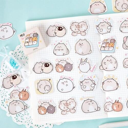 45 Pcs /set Creative Fat Mouse Decoration Stickers Kawaii Pet Sticker DIY Diary Stickers Scrapbooking Mini Paper Stick