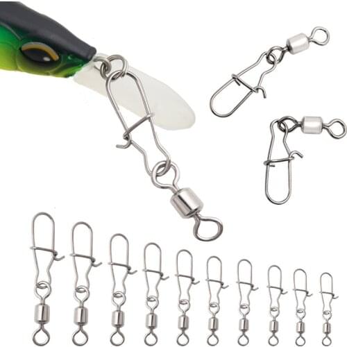5OCS Stainless Steel Fishing Lure Swivel Connector Pin Bearing Rolling Swivel Fishing Accessories 12#-3/0