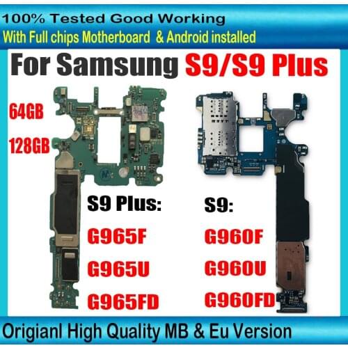 Motherboard For Samsung Galaxy S9 Plus G965F G965FD G965U G9650 S9 G960F G960U G9600 Clean IMEI 64GB 128GB Good Imei Testing