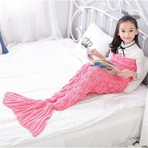 Marious Mermaid Tail Acrylic Blanket Crochet Mermaid Blanket For Adult Super Soft All Seasons Sleeping Knitted Blankets