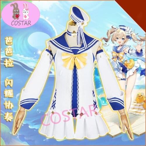 Anime! Genshin Impact Barbara Shining Concerto Swimsuit Lovely Uniform Cosplay Costume Halloween Party Outfit For Women NEW