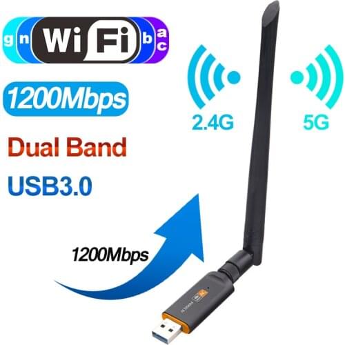 Dual Band Wireless Network Card for Laptop Desktop 802.11ac RTL8812 USB Wifi Adapter Drop Shipping Wifi Antenna Adapter 1200Mbps