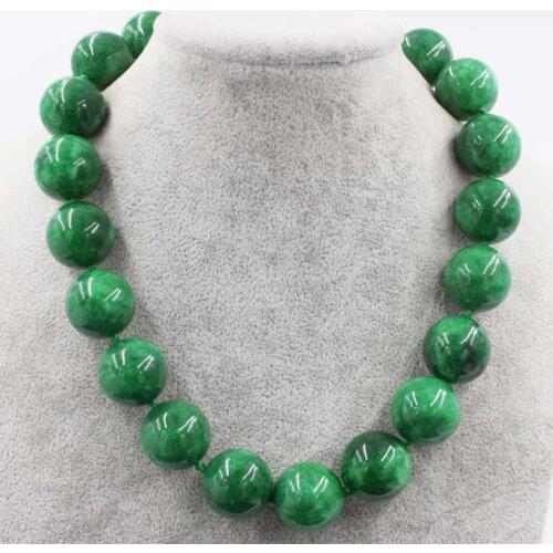 Big size green jade stone beads AA round 20mm nature necklace wholesale 18inch wholesale gift