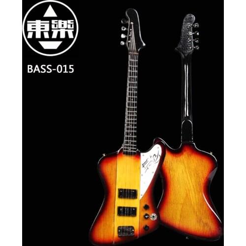 Wooden Handcrafted Miniature Guitar Model Bass-015 Bass Guitar Display with Case and Stand (Not Actual Bass! for Display Only!)