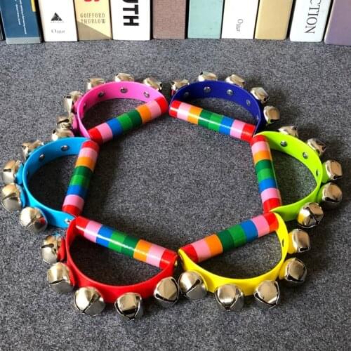 1Pc 5 Bells Wooden Handle Shaking Rattles Musical Instruments Sound Music Toys, Baby Kids Toddler Rattle Handbell Teaching Tools