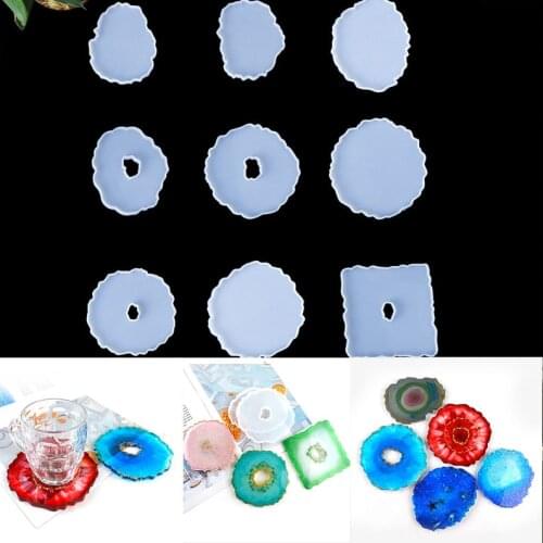 DIY Crystal Epoxy 18 Irregular Mirror Surface Tables Silicone Mold Mirror Surface Pendant Coaster Base Handmade Household Goods