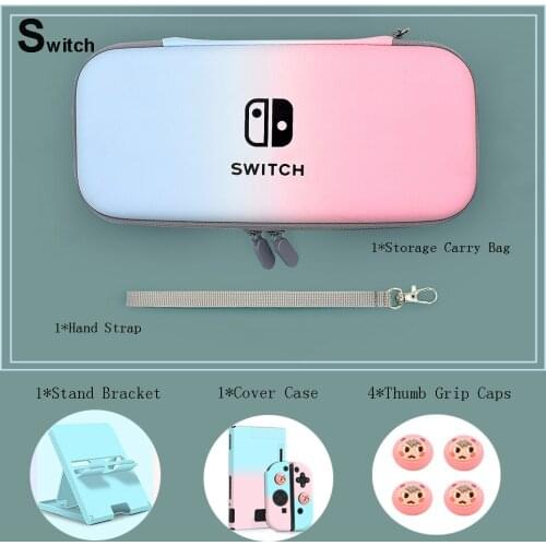Travel for Nintend Switch Carry Case Kit Portable Pouch Cover Hard Shell Protection Thumb Grip Joystick Cap Game Console Stand